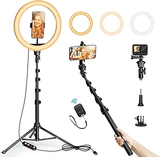 12 -inch eocean light ring with 63 -inch extensible tripod, LED light circle with phone holder and camera adapter, suitable for tiktok/video/photography recording, compatible with most phones (black).. Your everyday shopping solution, DIAYTAR NIGERIA offers variety and value delivered within 8 days.