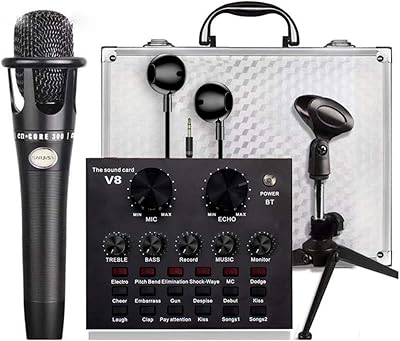 V8 Sound Card Intelligent multifunction for live broadcasting, adjustable volume, for PC with microphone and aluminum box.. DIAYTAR NIGERIA: Where shopping dreams become reality with budget-friendly prices and prompt delivery.