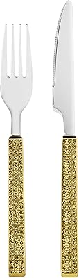 Set of 12 Regent tables and fork fork - shiny gold.. More than a store — DIAYTAR Nigeria is your shopping partner.