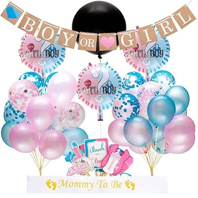 Party supplies to reveal the genre, 36 -inch revelation ball, banner for boy or girl, belt for future mom, prenatal festive decorations, aluminum balloons and balloons for boy or girl, confetti, cake decoration much more (78 pieces).. DIAYTAR NIGERIA: Empowering Nigerians with access to affordable products delivered within 8 days.