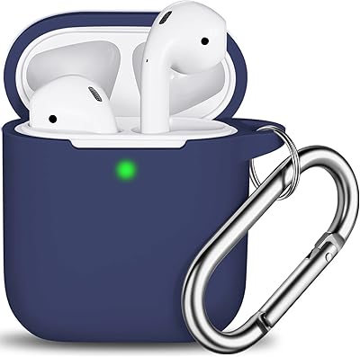 Flexible silicone antichoc protection shell for AirPods with visible LEDs, front protective shell with keychain compatible with 2/1 blue airpod.. Your complete e-commerce solution, DIAYTAR NIGERIA offers variety and value with nationwide shipping.