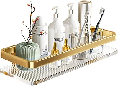 LEDN bathroom wall shelves, shower shelf without drilling, aluminum and acrylic multifunctional adhesive shower shelves for bathroom and toilet, silver (gold).. Shopping made simple with DIAYTAR NIGERIA's vast selection and budget-friendly nationwide delivery.