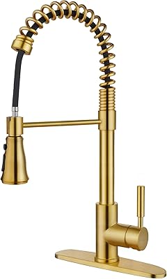 Soka kitchen sink faucet with a single handle, solid, double function, with folding bridge panel, spring kitchen tap, polished gold (SK5001AR).. DIAYTAR NIGERIA: Making online shopping accessible with affordable prices and nationwide delivery service.
