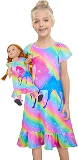 Mhgy matching night clothes for dolls and girls, unicorn clothing, princess pajamas for 18-inch girls and dolls, rainbow, 8-9 years.. DIAYTAR NIGERIA connects you with thousands of products at competitive prices, delivered within a week.