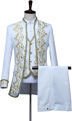 Set of 3 -piece boxing dress jacket for men, classic amount collar, theater costume, prince costume, white, hoste jacket of annual meeting, white, l.. DIAYTAR Nigeria delivers happiness in 5–8 days, no matter what you buy.