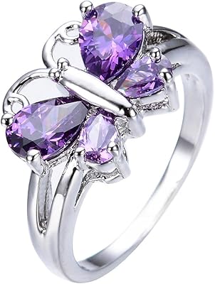Butterfly wedding ring with Violette Lalissa Amethyst for Women in White Gold 10 Carats Size 6-10 (8).. DIAYTAR NIGERIA: Your one-stop e-commerce destination with affordable prices and nationwide delivery in 5-8 days.