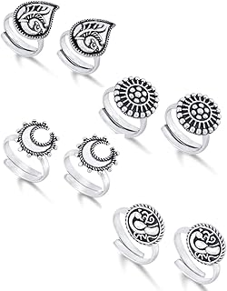 German toe ring in silver and brass for women and girls from Yellow Chimes (batch of 4 pairs).. Your complete shopping solution, DIAYTAR NIGERIA offers extensive choice with competitive prices and delivery.
