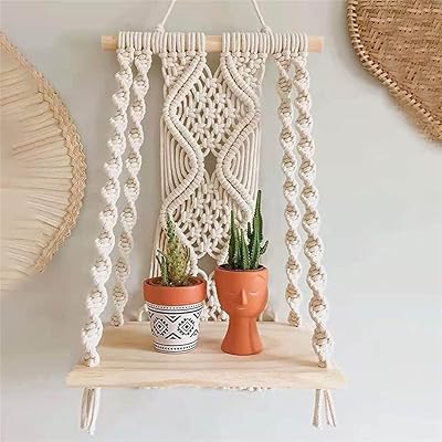 Wall shelf suspended in macrame Hiuxumeume bohemian decoration for bedroom.. Shop confidently with Nigeria's most trusted e-commerce platform, offering swift and affordable delivery.