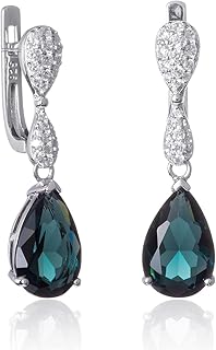 Silver earrings in tears for women, long earrings in Sterling 925 silver for women with colorful stones in the shape of a white cubic cubic zirconies, colorful hanging earrings for women with gift box.. Discover endless possibilities with DIAYTAR NIGERIA's comprehensive selection and reliable shipping.