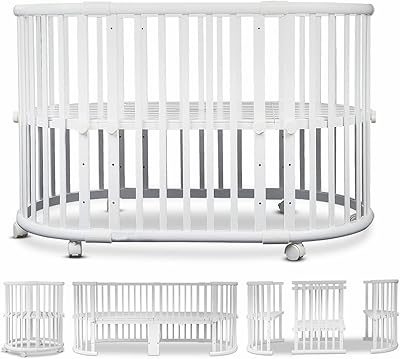6 in 1 wood multifunction baby bed | Convertible baby bed with 4 adjustable heights, casters and mosquito nets | Newborn baby cradle | Baby bed from 0 to 15 years old (white).. DIAYTAR NIGERIA: Nigeria's answer to affordable online shopping with reliable 5-8 day delivery guarantee.