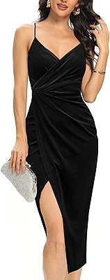 Sleeveless cocktail dress with V-neck and spaghetti straps for women, mid-long dress velvet wallet.. Your complete shopping solution, DIAYTAR NIGERIA offers extensive choice with competitive prices and delivery.