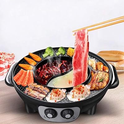 Electric warm grill, large capacity 2 in 1 multifunction laptop for the interior, integrated smokeless barbecue pot, double separate temperature control.. Discover endless possibilities with DIAYTAR NIGERIA's comprehensive catalog and reliable delivery service.