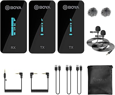 Wireless microphone system Boya by-XM6 S2 2.4 GHz with 3.5 mm AFH signal, Integrated TRS and microphone socket with OLED screen.. DIAYTAR NIGERIA delivers more than purchases - we deliver affordable shopping solutions within the week.