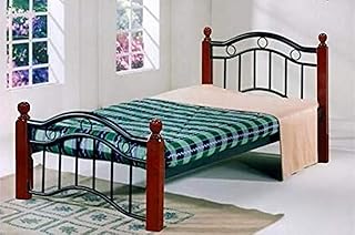 Simple galaxy bed, wood and metal, mahogany/mahogany color - GDF -8882MHG.. DIAYTAR NIGERIA: Where shopping is easy, prices are low, and delivery is just days away.