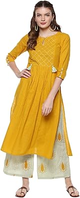 Kurta set in cotton straight cut with palazzo pants - traditional kurta set for women, perfect for weddings and festive events - 3/4 sleeves, round neck, calf length.. No hidden costs, no long delays — just DIAYTAR Nigeria convenience.