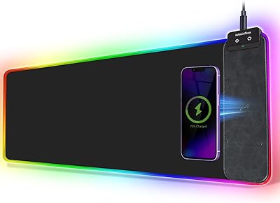 Future RGB playful game mouse mat with wireless charger, soft keyboard carpet, larger extensive mouse mat, computer mouse with non-slip rubber base, laptop/home desk/house desktop 31.49x11.81 inch-black inch.. Shop anytime, receive on time — only with DIAYTAR Nigeria.