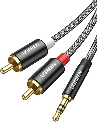 Ugreen RCA audio cable around 3.5 mm, 2 RCA males to 3.5 mm male plug (1/8 inch) Stereo Phono y Splitter cable with nylon braided for controller DJ, Dolby Digital, DTS, Amplifier and connector gold gold.. Shop smart with DIAYTAR NIGERIA's vast selection and enjoy affordable shipping in just 5-8 days.