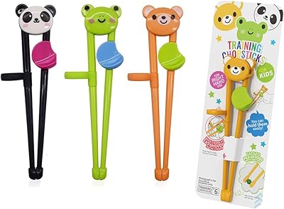 3 pairs of reusable baguettes for children from Siusi with a reusable cartoon pattern for beginners or right -handed children (bear, frog, panda).. DIAYTAR NIGERIA promises affordability and variety with every purchase, delivered in 5-8 days.