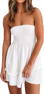 Summer Mini Summer Dress without rassals for women, strapless beach dress with ruffles.. DIAYTAR NIGERIA: Transforming how Nigerians shop with our vast selection and nationwide delivery.