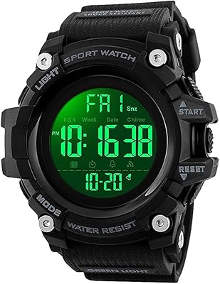 Digital watch for men, waterproof, LED backlight, chronograph, alarm, black, large dial, sports wristwatch for men and boys with men's gift box by dhnq, bracelet.. Why pay more? DIAYTAR Nigeria gives you the best for less.
