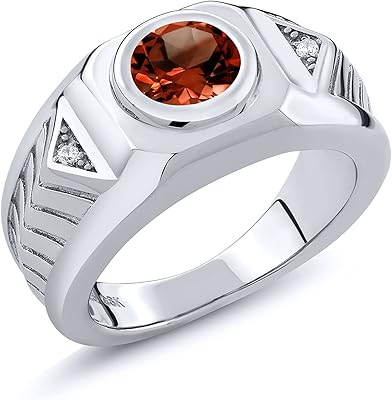 Men's Ring in Sterling 925 silver with red garnet (round of 1.88 ct, precious stone birth stone, available in sizes 7, 8, 9, 10, 11, 12, 13).. From household needs to gadgets, DIAYTAR Nigeria has it all.