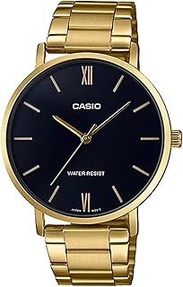 LTP-VT01G-1BUDF Round analog watch for women with black dial and stainless steel bracelet, black, one waist, bracelet.. DIAYTAR NIGERIA: Nigeria's answer to affordable online shopping with reliable 5-8 day delivery guarantee.