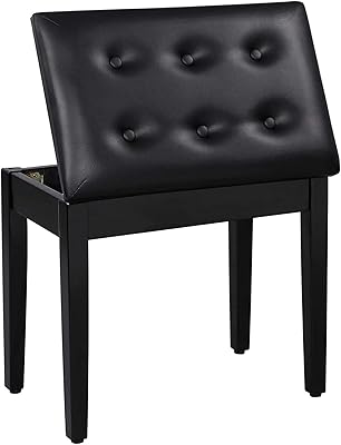 Piano bench with padded cushion and storage compartment for music books, vanity bench, padded wooden bench, 53 x 34 x 47 cm.. Shop for less and receive more with DIAYTAR NIGERIA's expansive e-commerce platform and nationwide delivery.