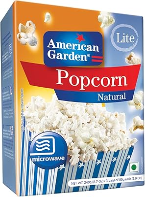 Soufflé corn in the microwave with light natural flavor American Garden, gluten-free, 240 grams (3 sachets of 80 grams).. DIAYTAR NIGERIA: Where quality meets accessibility with affordable prices and prompt shipping.