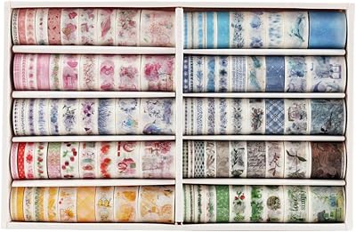 Set of 100 Washi ribbon rolls with 6 sizes 5/8/10/15/20/30 mm wide, Washi decorative ribbon for holidays, scrapbooking/agenda/planners/gift packaging/artisanal decoration/arts/letter, m. MJ1004.. DIAYTAR NIGERIA brings the joy of affordable shopping to your fingertips with delivery in less than 8 days.