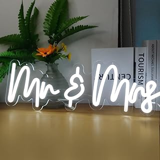 Letters panels with neon mr mrs 56 x 17 cm with clear transparent base and cut letters for Wedding Birthday Party wall lights... DIAYTAR NIGERIA brings quality products to every corner of Nigeria at prices everyone can afford.