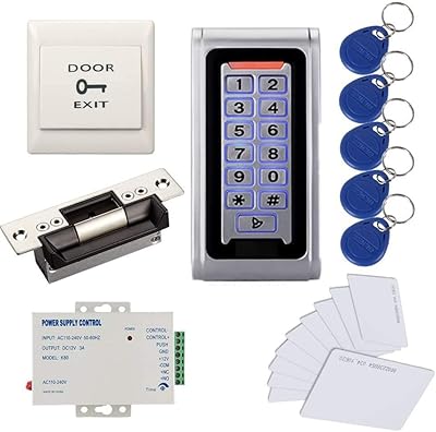 RFID door safety access control system kits + waterproof metal pine code with robust electrical trifling compliant with Ansi standard, 110 V-240 V power unit, output button, RFID/keychain cards.. DIAYTAR Nigeria — the online store where variety meets value.