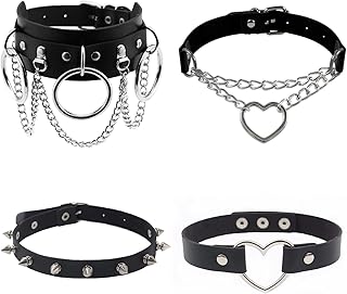 Tomofly set of punk leather necklaces for women, Gothic, Halloween, adjustable, jewelry, cosplay, party, nightclub, sexy dress, accessories, black gift, 1, stainless steel, without precious stones.. DIAYTAR NIGERIA: Where affordability meets variety in Nigeria's most comprehensive online marketplace.