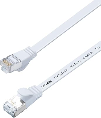 RJ45 Javx Cat 7 Flat Ethernet cable [Armored, 10 GB] - White, 25 feet.. DIAYTAR NIGERIA delivers satisfaction with every purchase through our affordable and reliable service.