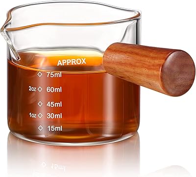 Double spindle espresso cup with wooden handle, 75 ml triple milk pit, coffee replacement pitcher to prepare barista coffee, milk and espresso (75 ml).. DIAYTAR NIGERIA brings the nation's largest product catalog to your doorstep at prices you'll appreciate.