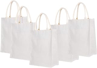 12 large tote bags in ecological jute canvas, reusable and waterproof with flexible handle - 5 pieces.. Experience the power of choice with DIAYTAR NIGERIA's vast catalog and affordable 5-8 day delivery.