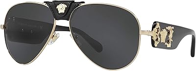 Versace Aviator sunglasses for men-VE2150Q-100287-62-62-14-140 mm, black/dark gray, 62/14/140.. Unlock access to a wide range of products with DIAYTAR NIGERIA's affordable e-commerce platform.