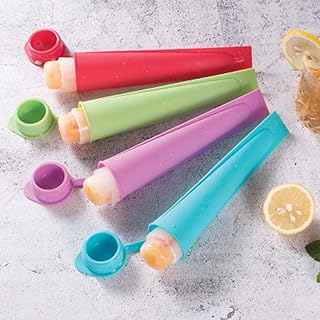 Silicone ice mold with attached lids, fridge tube, frozen ice cream molds, dishwasher-dressed in dishwasher, safe and easy to clean, without mess, for your children, a lot of 4 multiple colors.. DIAYTAR NIGERIA: Where countless products meet affordable prices and reliable nationwide shipping.