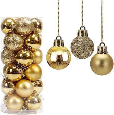 Warron 24 pieces golden Christmas balls 3 cm of Christmas tree ornaments for decoration.. DIAYTAR NIGERIA: Where affordability and variety meet with convenient delivery within 8 days.