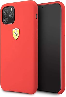 Rigid silicone protective shell with Ferrari logo for iPhone 11 Pro of CG Mobile - Red.. DIAYTAR NIGERIA brings the marketplace to every Nigerian home with affordable prices and quick delivery.