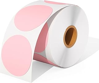 Self-adhesive thermal labels of 5 cm, pink, round and versatile, creation of hand logo, QR code, nominal card, inventory, pink, 600 labels/a roller.. Experience shopping without compromise at DIAYTAR NIGERIA, with vast selection and quick delivery.