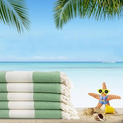 Turkish beach towels in 100% cotton, non -narrowed, fast and soft drying, size 100 x 180 cm, size L (green).. Experience shopping without limits at DIAYTAR NIGERIA, where affordability meets convenience in just days.
