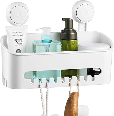 Removable waterproof shower cup with suction without drilling - Bathroom wall shelf and storage organizer for shampoo and conditioner - White.. DIAYTAR NIGERIA: Where every click leads to affordable purchases delivered promptly to your door.