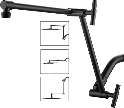 Shower head extension arm - 13 -inch shower arm fitting for rain and hand shower potatoes, adjustable height and range, shower extension arm with blocking nuts, G1/2 universal connector, matt black.. DIAYTAR NIGERIA: Making quality products accessible to all Nigerians at affordable prices.