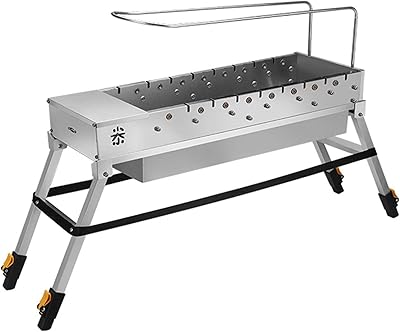 Portable charcoal barbecue, hockey net in black stainless steel, hookah, Persian barbecue, 2 grids, yogurt barbecue at sea.. DIAYTAR NIGERIA brings the market to your screen with thousands of affordable products delivered to your door.