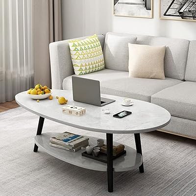 Dosala oval wooden coffee table with open shelves for storage and display.. Shop the smart way with DIAYTAR NIGERIA's extensive selection and budget-friendly nationwide delivery.
