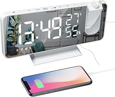 Alarm clock 3 hours with USB charger, alarm clock at 180 degrees with Radio FM FM reflective screen 7.4 inch 2 sounds 4 white gradation.. DIAYTAR Nigeria: Where affordability meets speed and quality.