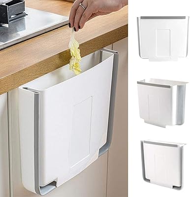 Foldable suspended trash can for clean kitchen, large foldable bin mounted on the door above the cabinet, plastic trash with hook.. Your complete marketplace solution, DIAYTAR NIGERIA offers unbeatable value with delivery within the week.