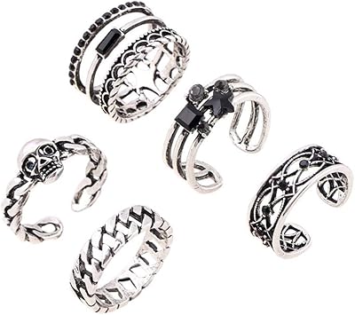 Castowave 5 pieces classic stacking rings, retro European and American fashion jewelry exaggerated personality skull design set of costume rings for women, glass.. Shop smart, shop DIAYTAR - Nigeria's most affordable e-commerce platform with nationwide delivery.