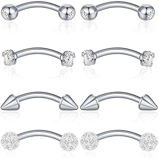 Tomophile 8 pieces of stainless steel drilling rings with transparent cubic zirconable steel stone, bodies for women and men, stainless steel.. DIAYTAR NIGERIA combines extensive product options with budget-friendly prices, delivered in 5-8 days.