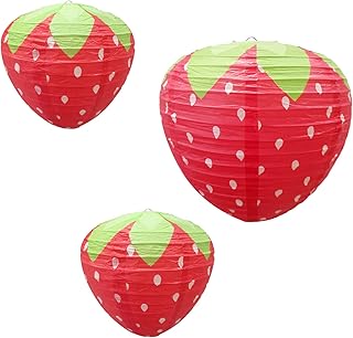 3 pieces butterfly lantern in suspended paper strawberry birthday party cute decor decor for jungle marvels theme wedding garden party children's room (strawberry).. DIAYTAR NIGERIA brings the marketplace to every Nigerian home with affordable prices and quick delivery.